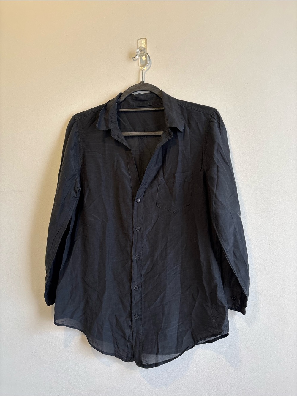 CP Shades Black Sheer Button-Up Shirt